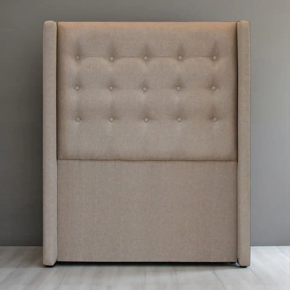 Respaldo De Cama De 1 Plaza - Con Retorno / Botonne Basico (Beige) 2