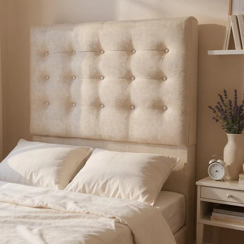 Respaldo De Cama De 1.5 Plaza - Sin Retorno / Botonne Basico (Beige)