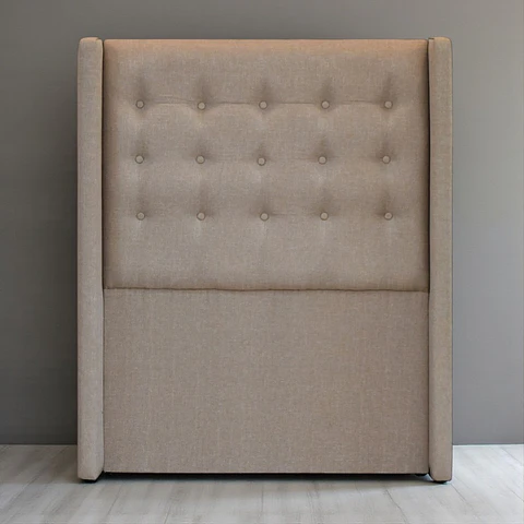 Respaldo De Cama De 1.5 Plaza - Con Retorno / Botonne Basico (Beige)