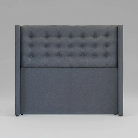 Respaldo De Cama De 2 Plazas - Con Retorno / Botonne Basico  (Gris)