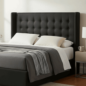 Respaldo De Cama Queen - Con Retorno (Negro)