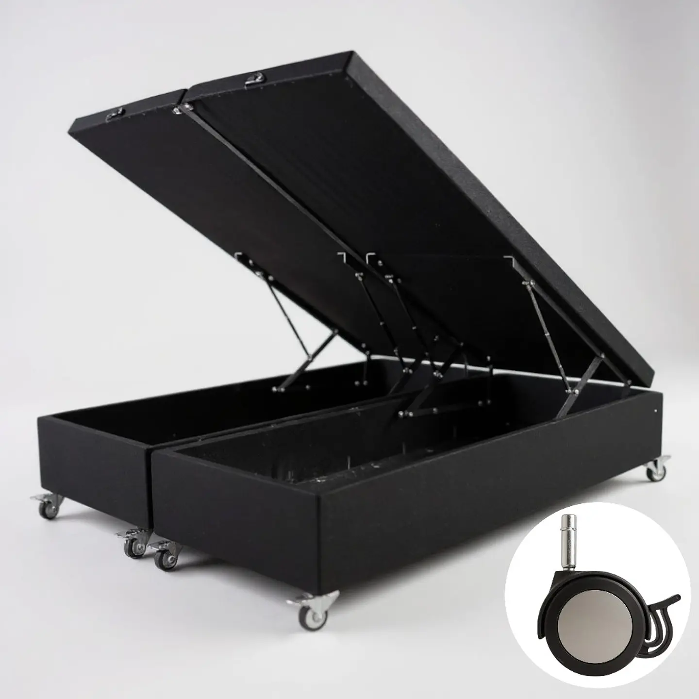 Base Dividida Baul Super King / Dif. Ruedas (Negro) 3