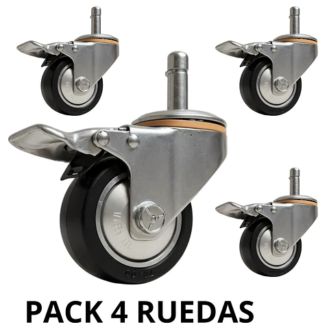 Pack 4 Ruedas Deluxe Para Cama Bloccare, Rosen Y Cic - Vástago 1,2 Cm