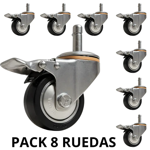 Pack 8 Ruedas Deluxe Para Cama Bloccare, Rosen Y Cic - Vástago 1,2 Cm