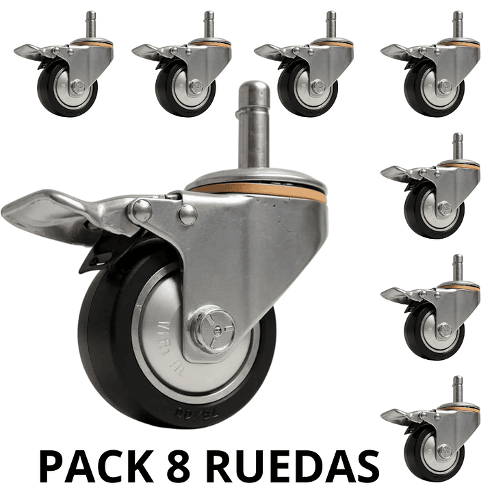 Pack 8 Ruedas Deluxe Para Cama Bloccare, Rosen Y Cic - Vástago 1,2 Cm 2