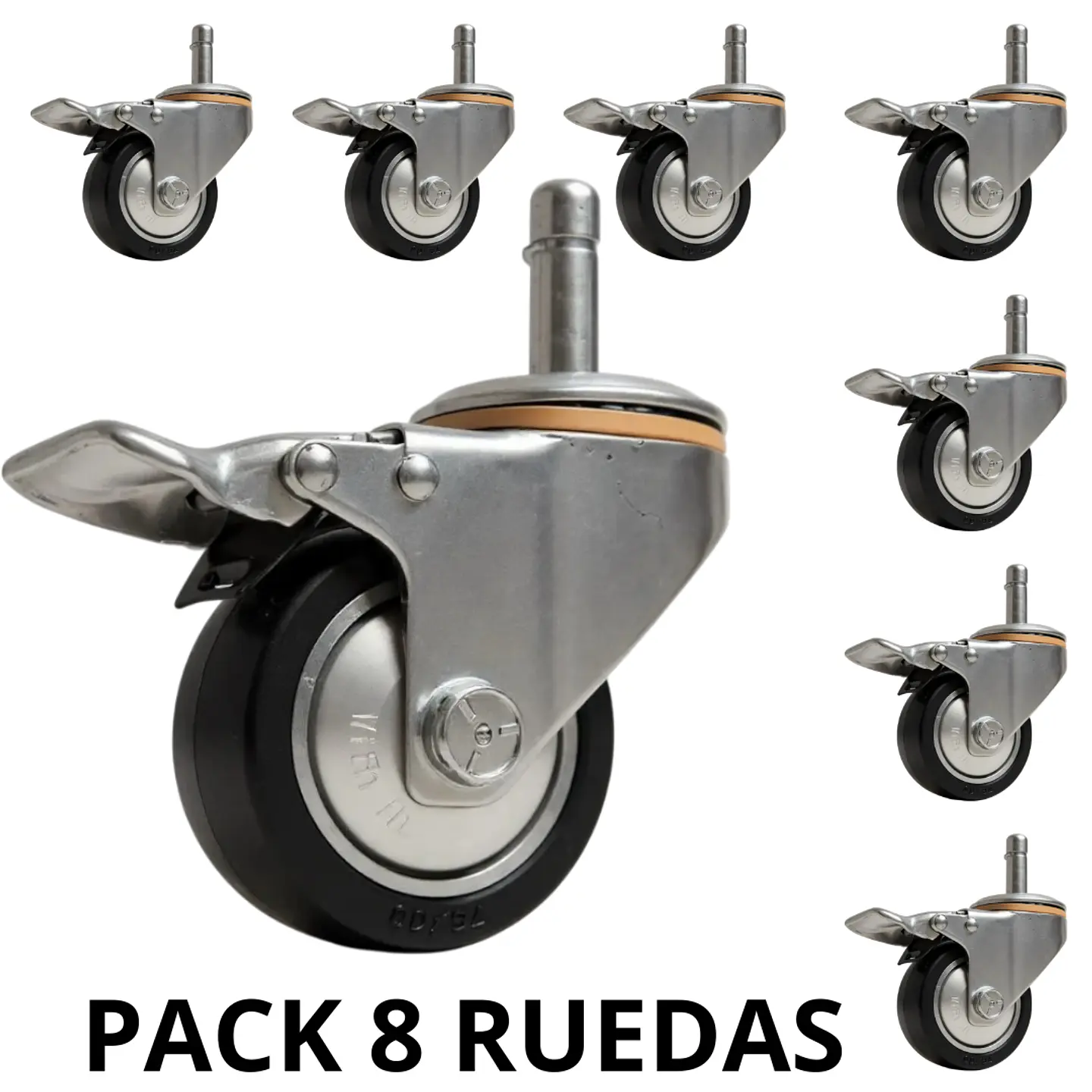 Pack 8 Ruedas Deluxe Para Cama Bloccare, Rosen Y Cic - Vástago 1,2 Cm 2