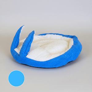 Cama Para Mascotas Con Orejas Conejo - Tallas S, M y L (Azul)