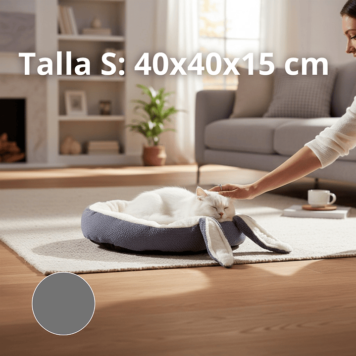 Cama Para Mascotas Con Orejas Conejo - Tallas S, M y L (Gris) 2