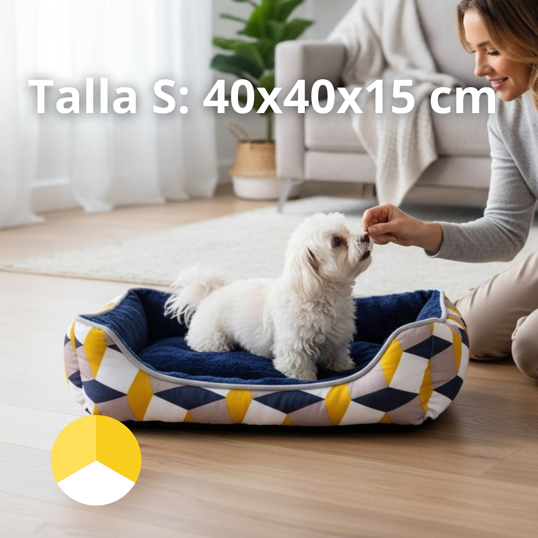 Cama Para Mascotas Espuma Tricolor - Tallas S, M y L (Amarillo) 2