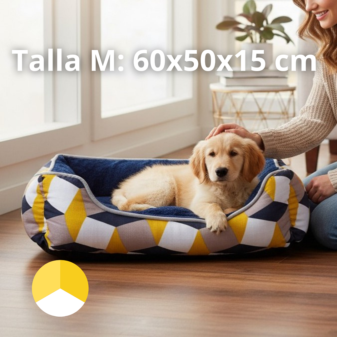 Cama Para Mascotas Espuma Tricolor - Tallas S, M y L (Amarillo) 3