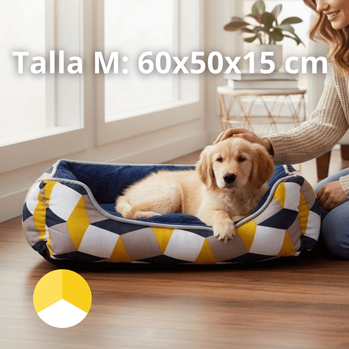 Cama Para Mascotas Espuma Tricolor - Tallas S, M y L (Amarillo) 3