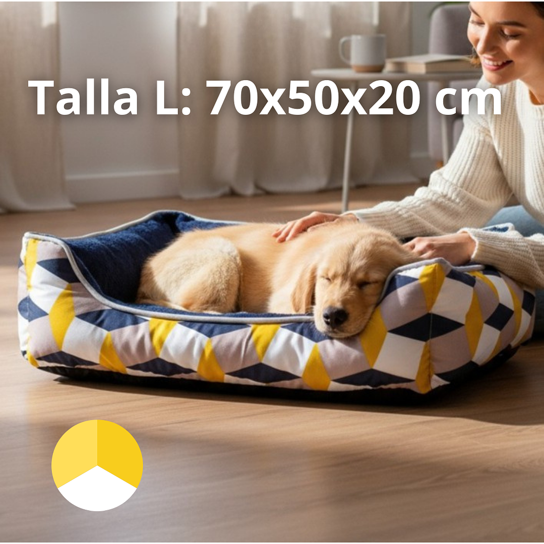 Cama Para Mascotas Espuma Tricolor - Tallas S, M y L (Amarillo) 4