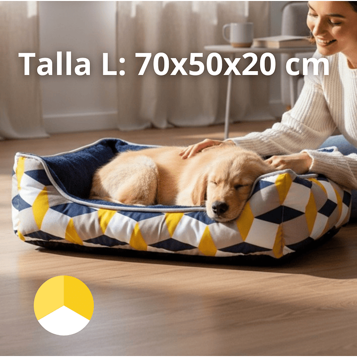 Cama Para Mascotas Espuma Tricolor - Tallas S, M y L (Amarillo) 4