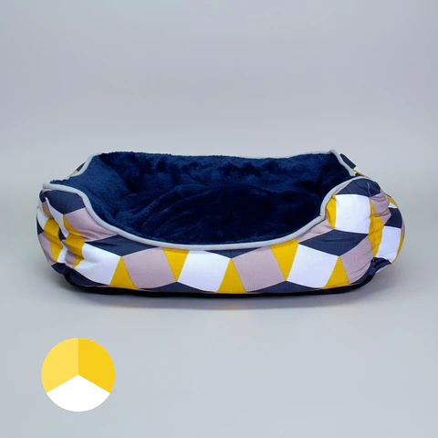 Cama Para Mascotas Espuma Tricolor - Tallas S, M y L (Amarillo)