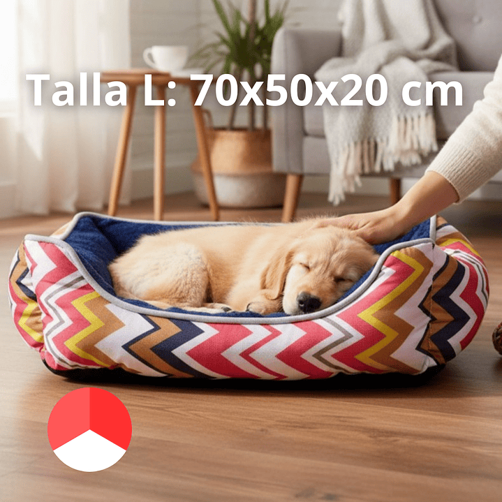 Cama Para Mascotas Espuma Tricolor - Tallas S, M y L (Rojo) 4