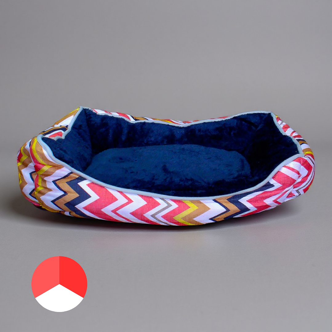 Cama Para Mascotas Espuma Tricolor - Tallas S, M y L (Rojo) 1