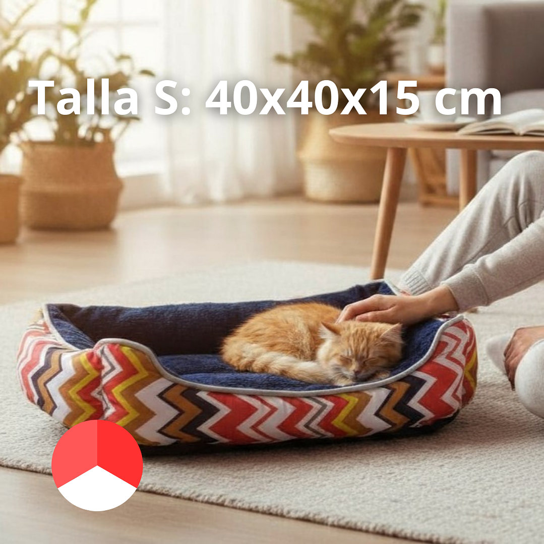 Cama Para Mascotas Espuma Tricolor - Tallas S, M y L (Rojo) 2