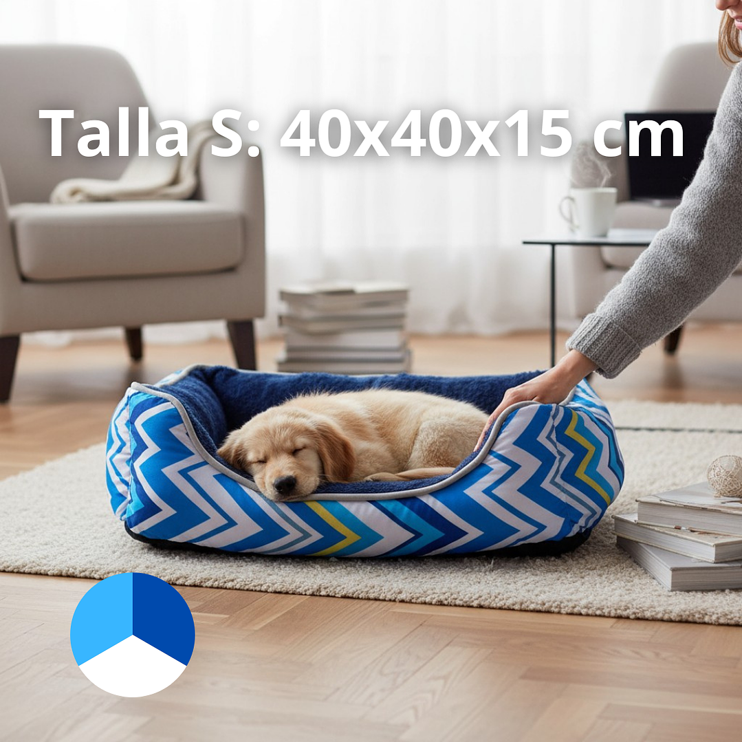 Cama Para Mascotas Espuma Tricolor - Tallas S, M y L (Azul) 2