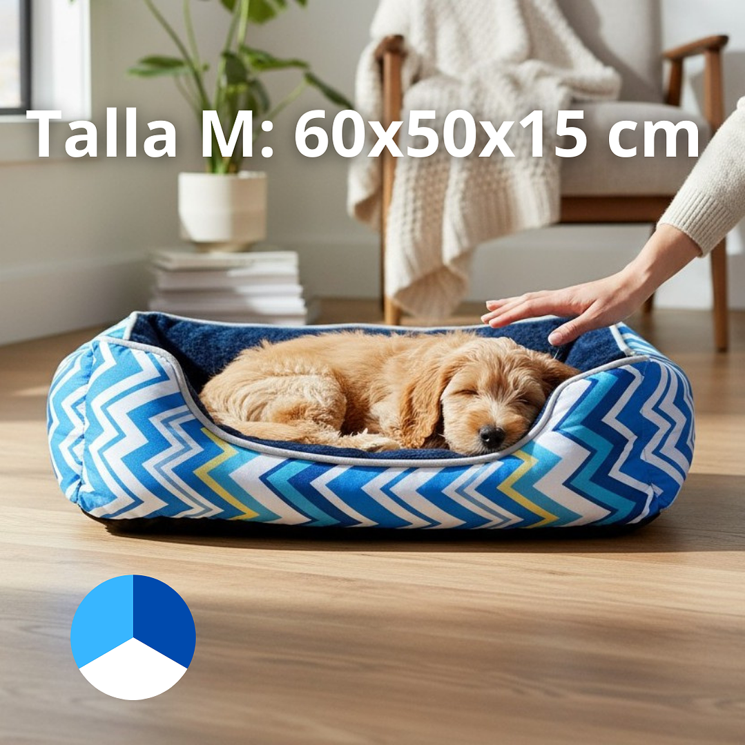 Cama Para Mascotas Espuma Tricolor - Tallas S, M y L (Azul) 3