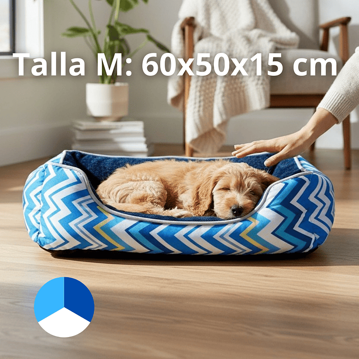 Cama Para Mascotas Espuma Tricolor - Tallas S, M y L (Azul) 3