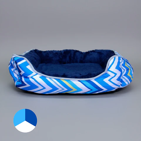 Cama Para Mascotas Espuma Tricolor - Tallas S, M y L (Azul)