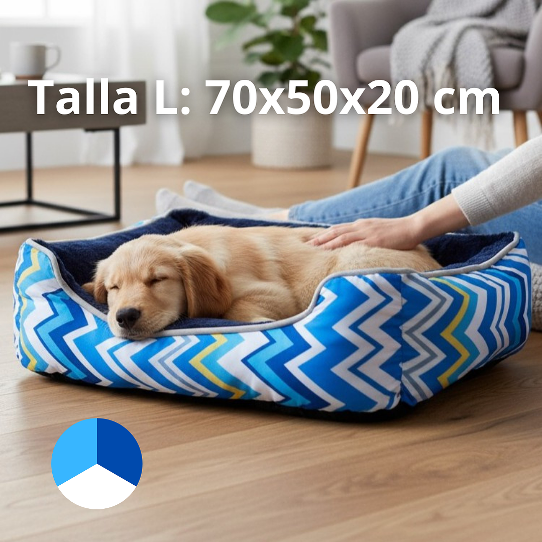 Cama Para Mascotas Espuma Tricolor - Tallas S, M y L (Azul) 4