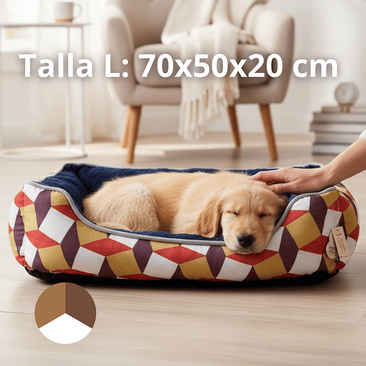 Cama Para Mascotas Espuma Tricolor - Tallas S, M y L (Cafe) 4