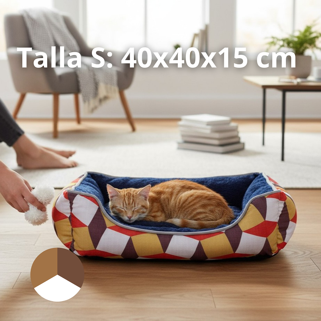 Cama Para Mascotas Espuma Tricolor - Tallas S, M y L (Cafe) 2