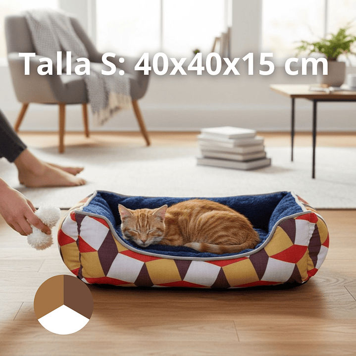 Cama Para Mascotas Espuma Tricolor - Tallas S, M y L (Cafe) 2