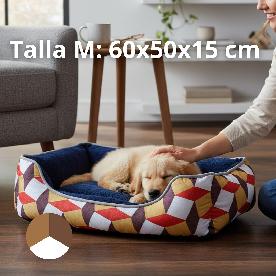 Cama Para Mascotas Espuma Tricolor - Tallas S, M y L (Cafe) 3