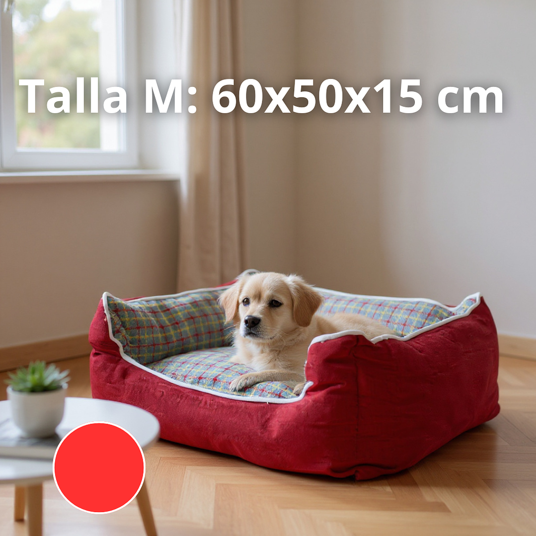 Cama Para Mascotas Espuma - Talla S, M y L (Rojo) 3