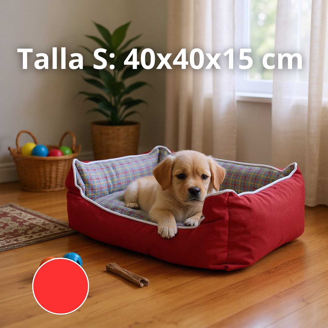 Cama Para Mascotas Espuma - Talla S, M y L (Rojo) 2