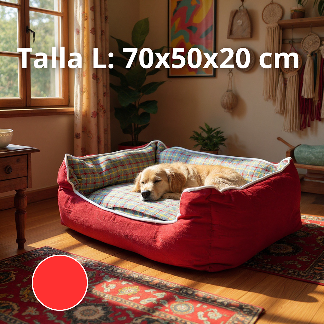 Cama Para Mascotas Espuma - Talla S, M y L (Rojo) 4