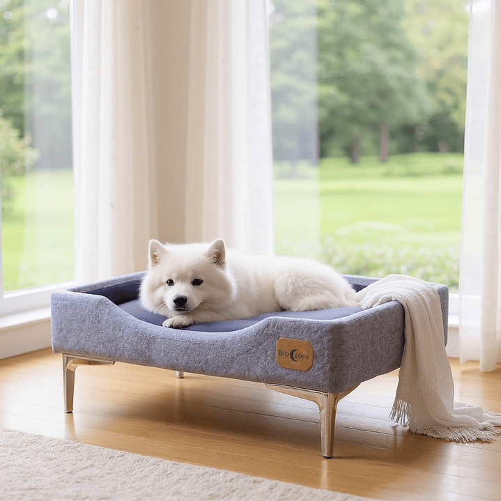 Cama de Mascotas Patas Cromadas 15 cm - Tallas S, M, L y XL (Gris) 5