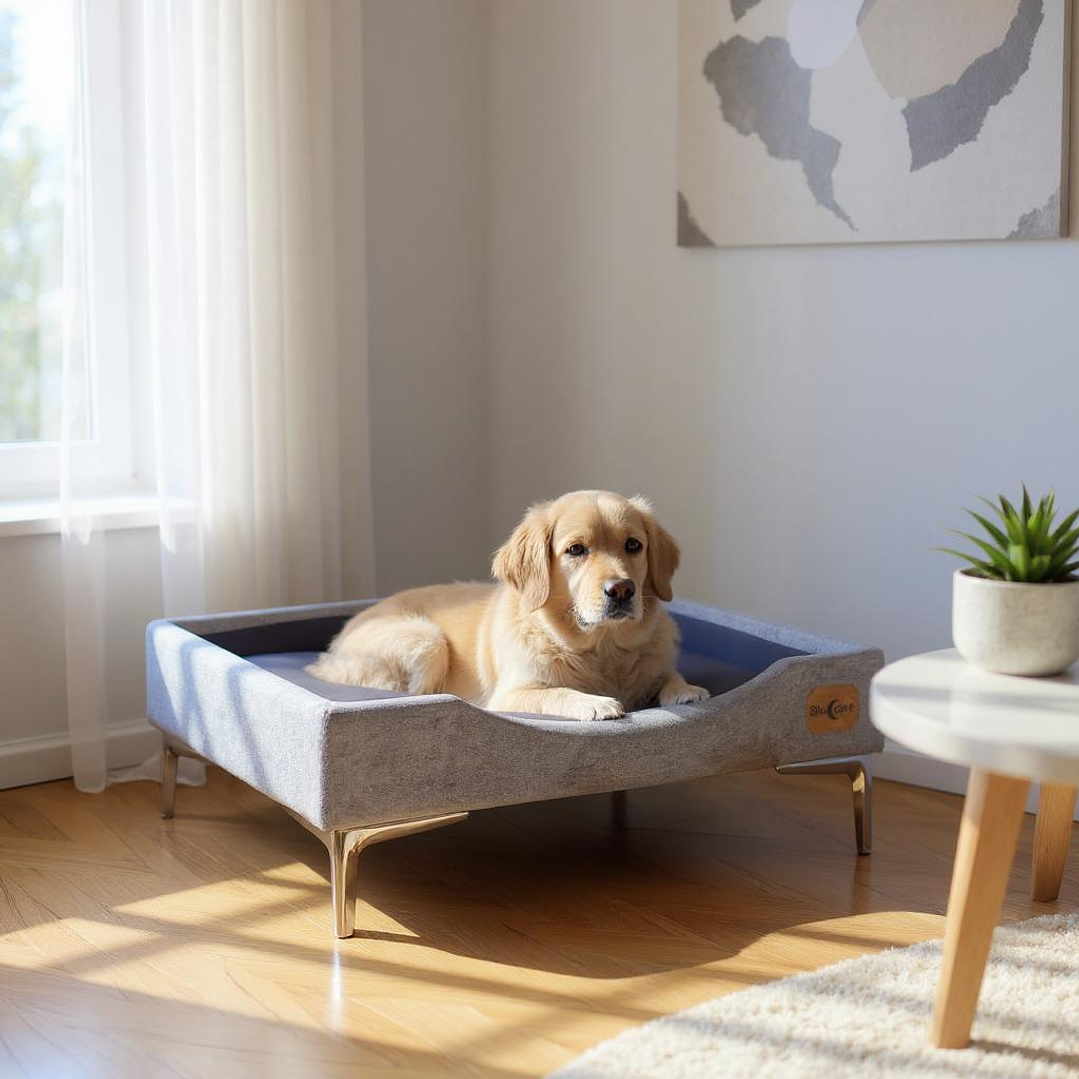 Cama de Mascotas Patas Cromadas 15 cm - Tallas S, M, L y XL (Gris) 9