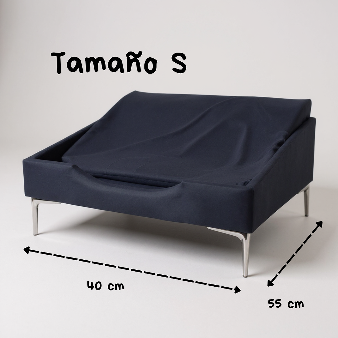 Cama de Mascotas Patas Cromadas 15 cm - Tallas S, M, L y XL (Negro) 2