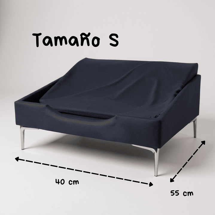 Cama de Mascotas Patas Cromadas 15 cm - Tallas S, M, L y XL (Negro) 2