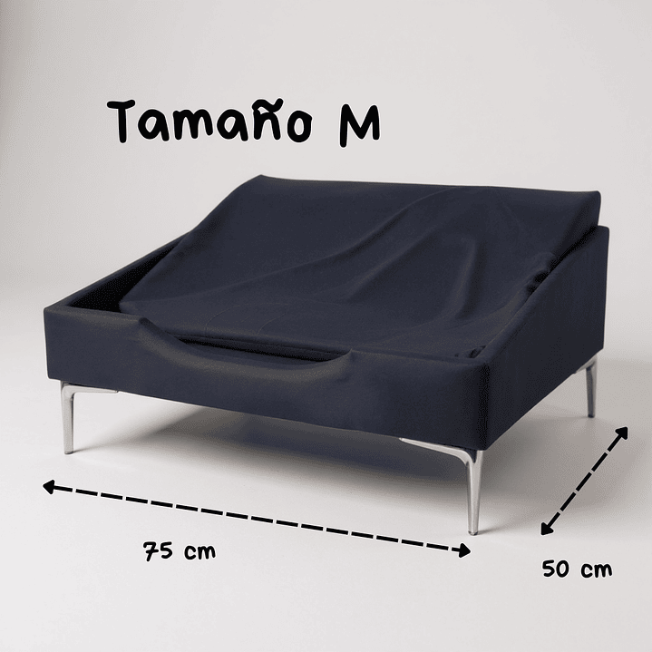 Cama de Mascotas Patas Cromadas 15 cm - Tallas S, M, L y XL (Negro) 4