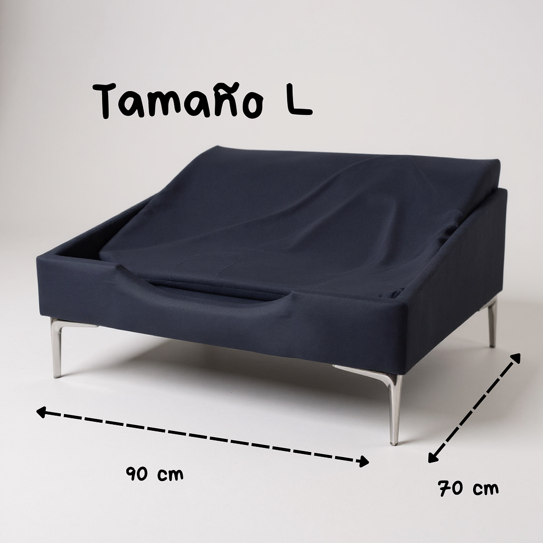 Cama de Mascotas Patas Cromadas 15 cm - Tallas S, M, L y XL (Negro) 6