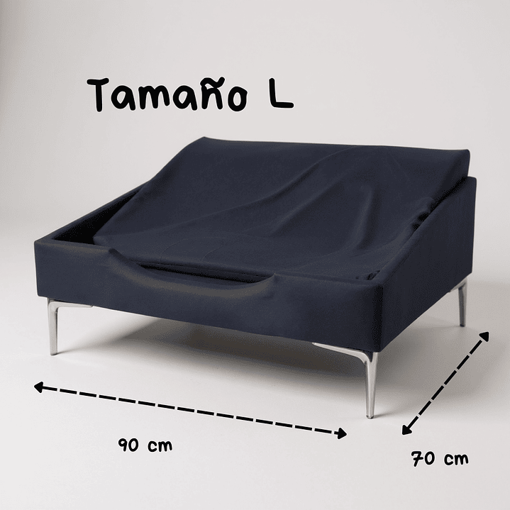 Cama de Mascotas Patas Cromadas 15 cm - Tallas S, M, L y XL (Negro) 6