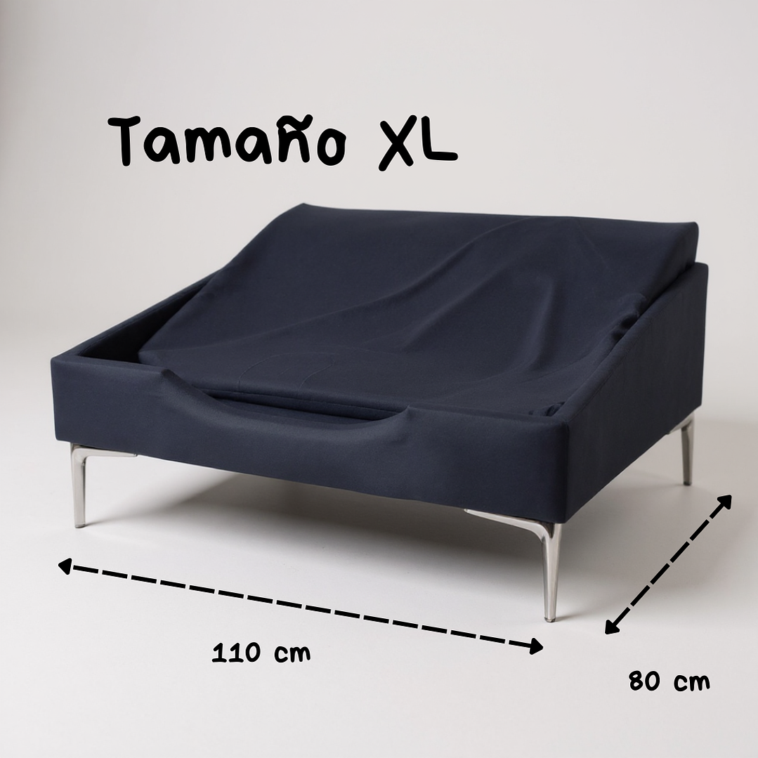 Cama de Mascotas Patas Cromadas 15 cm - Tallas S, M, L y XL (Negro) 8