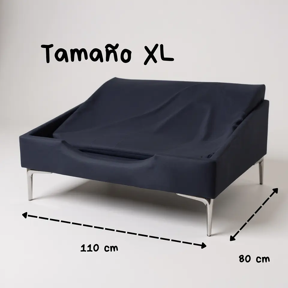 Cama de Mascotas Patas Cromadas 15 cm - Tallas S, M, L y XL (Negro) 8