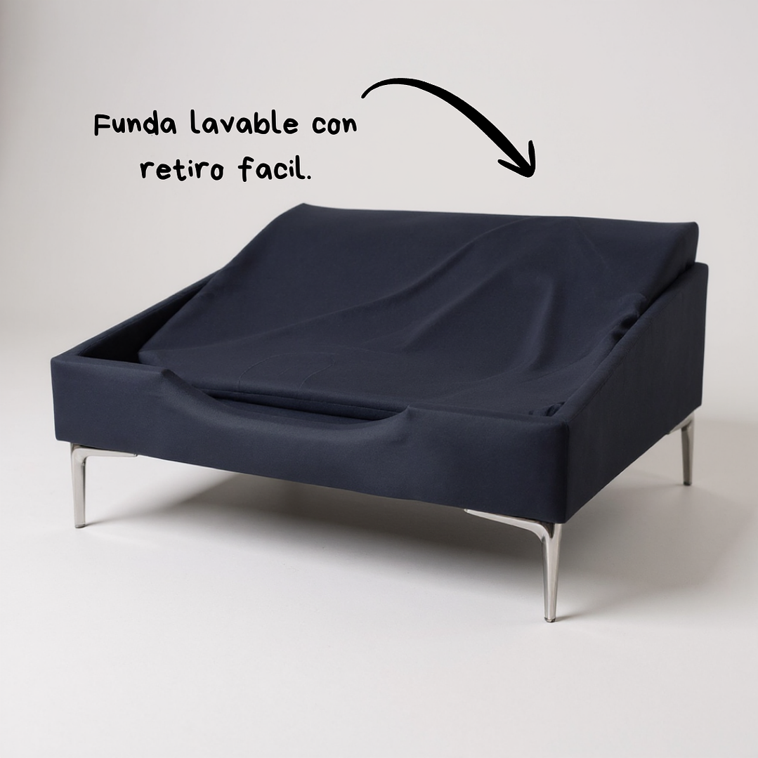 Cama de Mascotas Patas Cromadas 15 cm - Tallas S, M, L y XL (Negro) 11