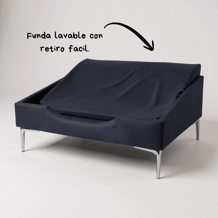 Cama de Mascotas Patas Cromadas 15 cm - Tallas S, M, L y XL (Negro) 11