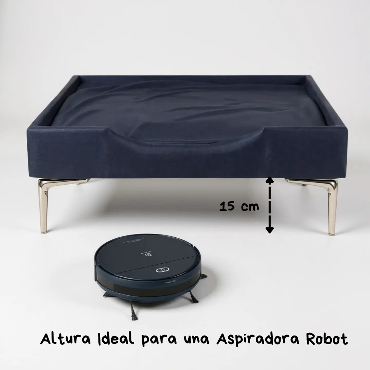 Cama de Mascotas Patas Cromadas 15 cm - Tallas S, M, L y XL (Negro) 12