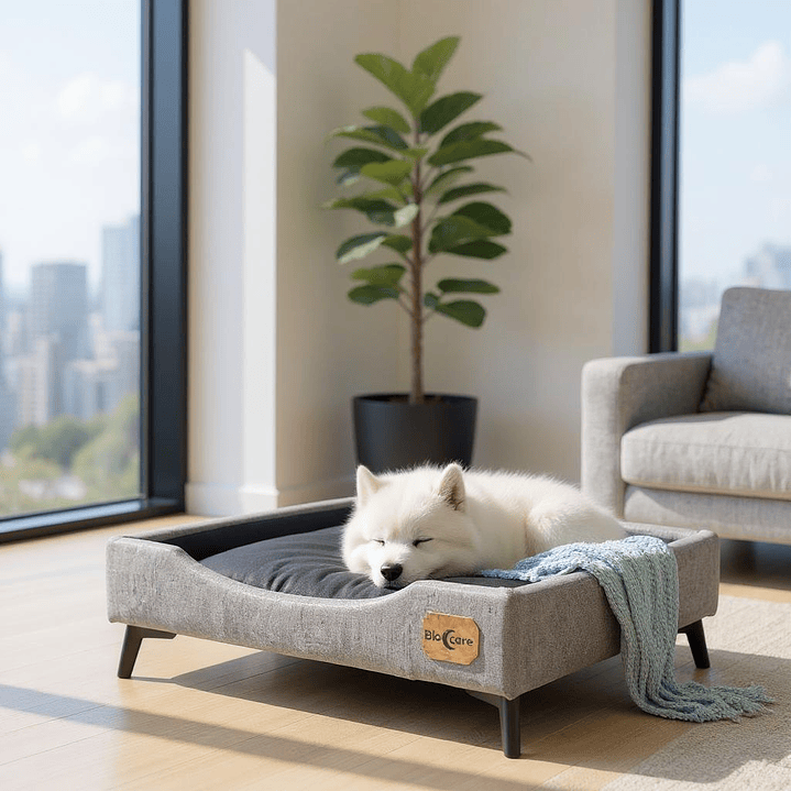 Cama de Mascotas Patas Metalicas 12 cm - Tallas S, M, L y XL (Gris) 5