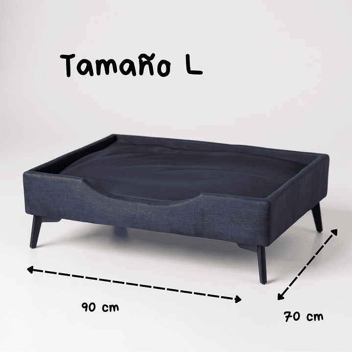 Cama de Mascotas Patas Metalicas 12 cm - Tallas S, M, L y XL (Negro) 6