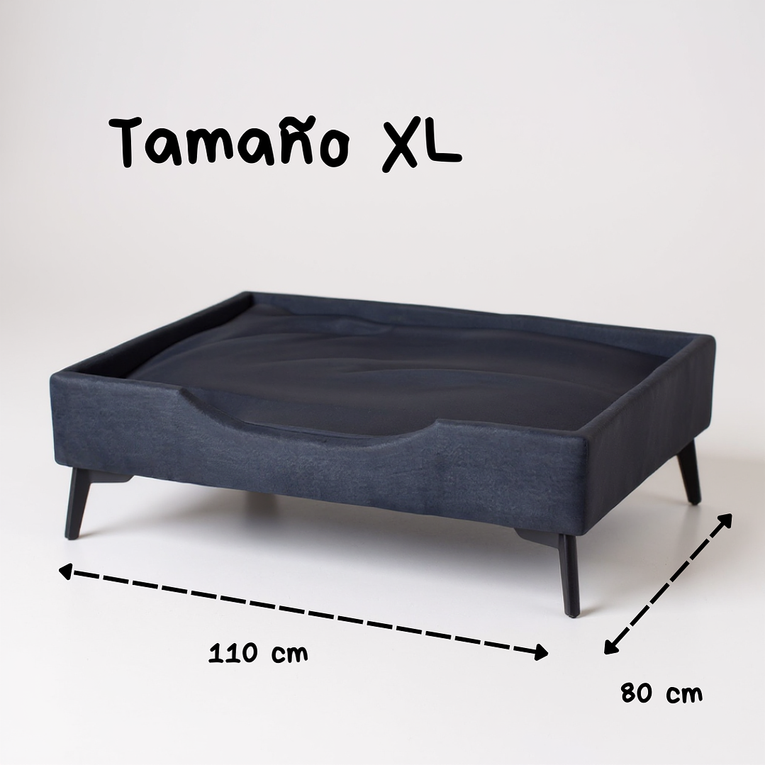Cama de Mascotas Patas Metalicas 12 cm - Tallas S, M, L y XL (Negro) 8
