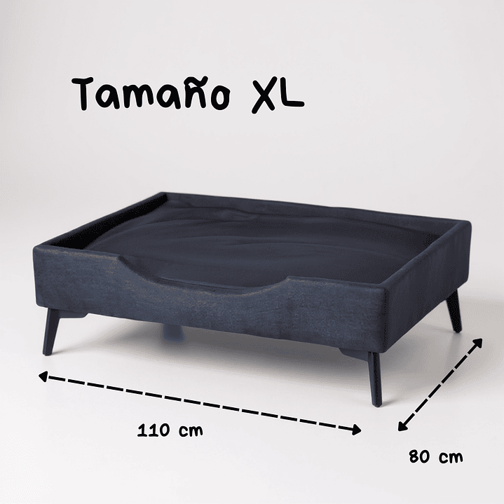 Cama de Mascotas Patas Metalicas 12 cm - Tallas S, M, L y XL (Negro) 8