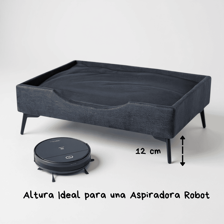 Cama de Mascotas Patas Metalicas 12 cm - Tallas S, M, L y XL (Negro) 12